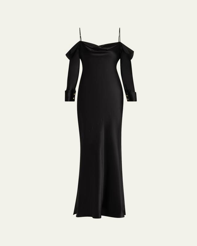 Melly French-Cuff Silk Maxi Dress